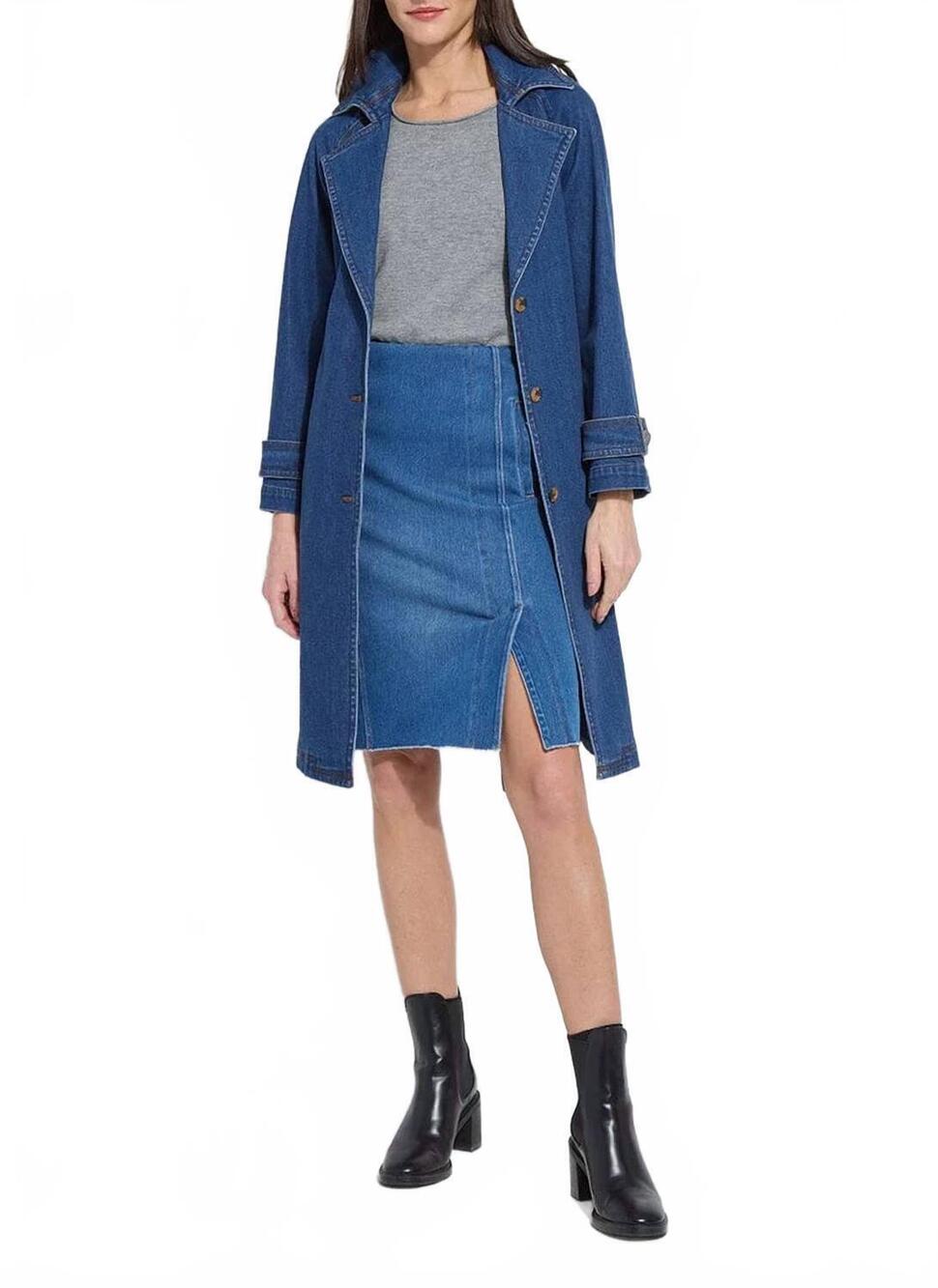 NEW LYSSE paris tencel denim trench in dark midwash